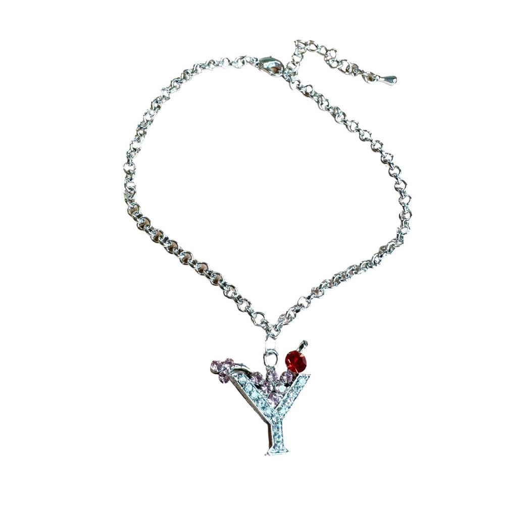 Vintage Y2K Rhinestone Cocktail Charm Anklet